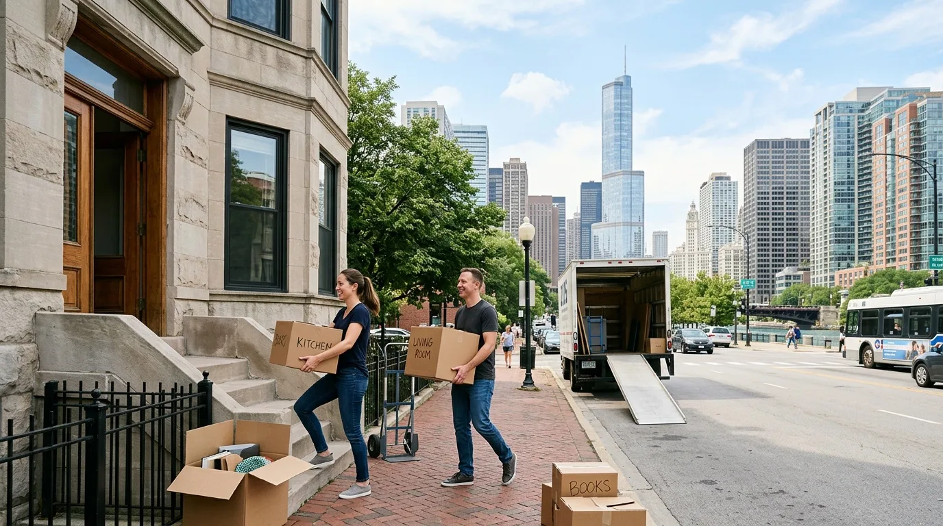 Moving crew at work in Chicago 14