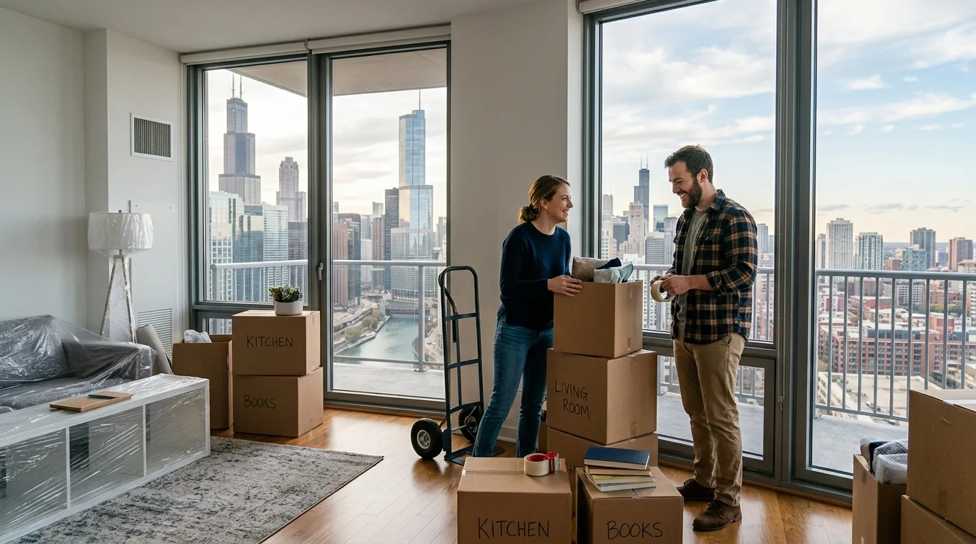 Moving crew at work in Chicago 15
