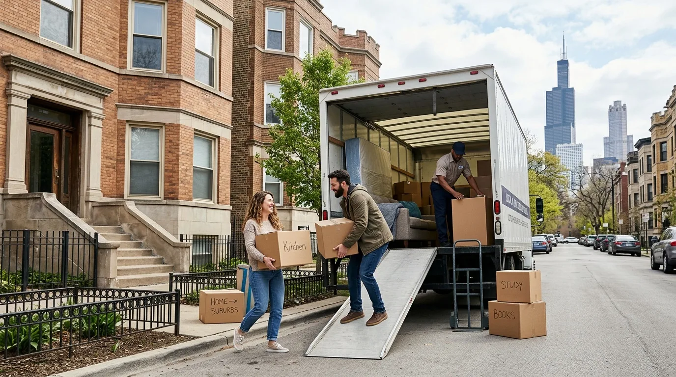 Moving crew at work in Chicago 16