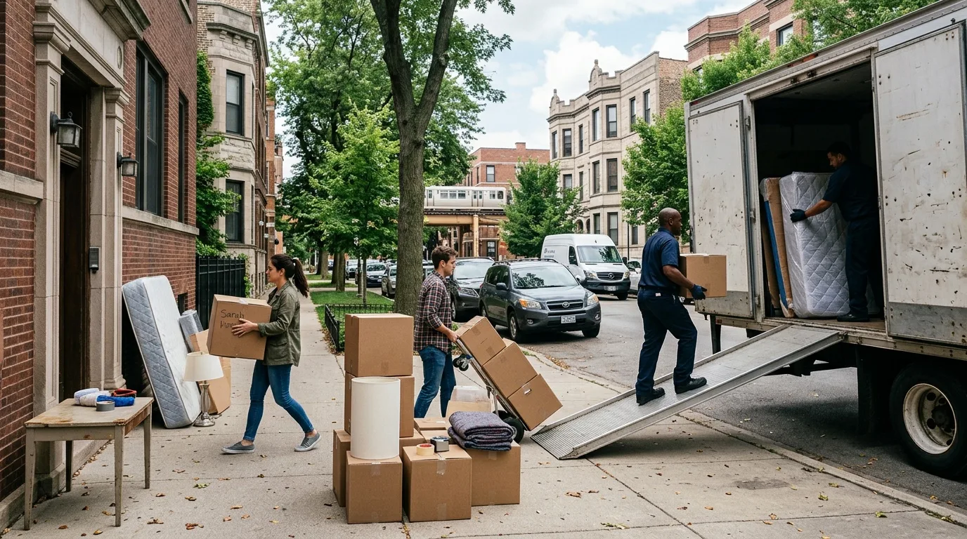 Moving crew at work in Chicago 25