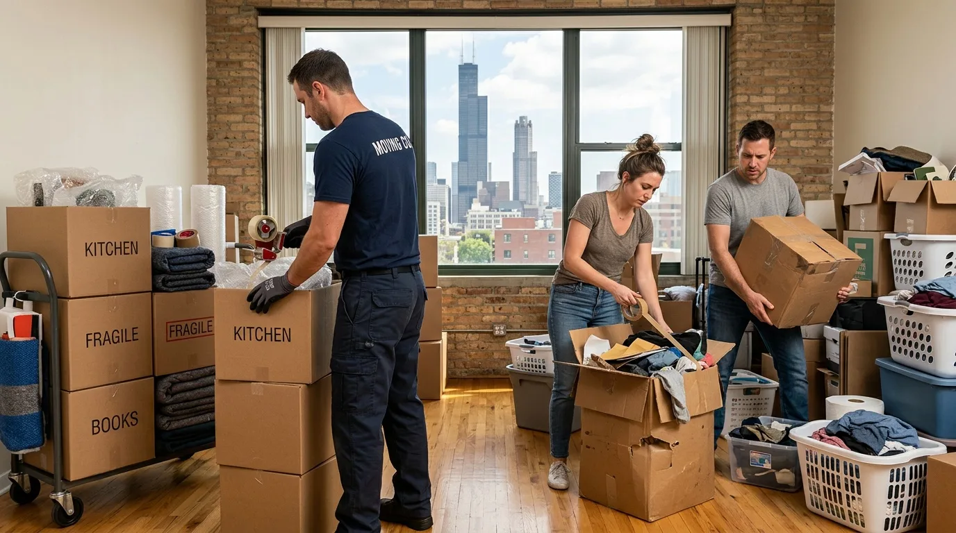 Moving crew at work in Chicago 28