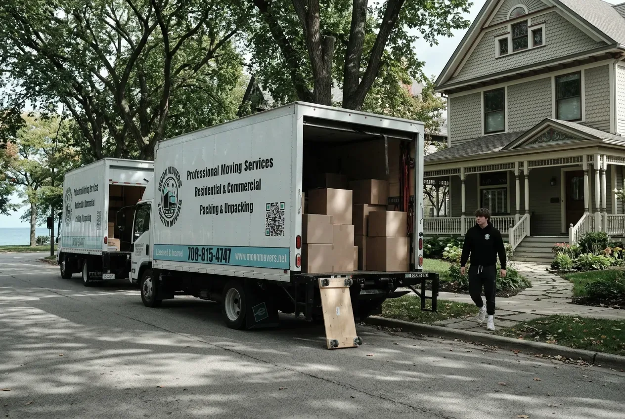 Moving crew at work in Evanston 2
