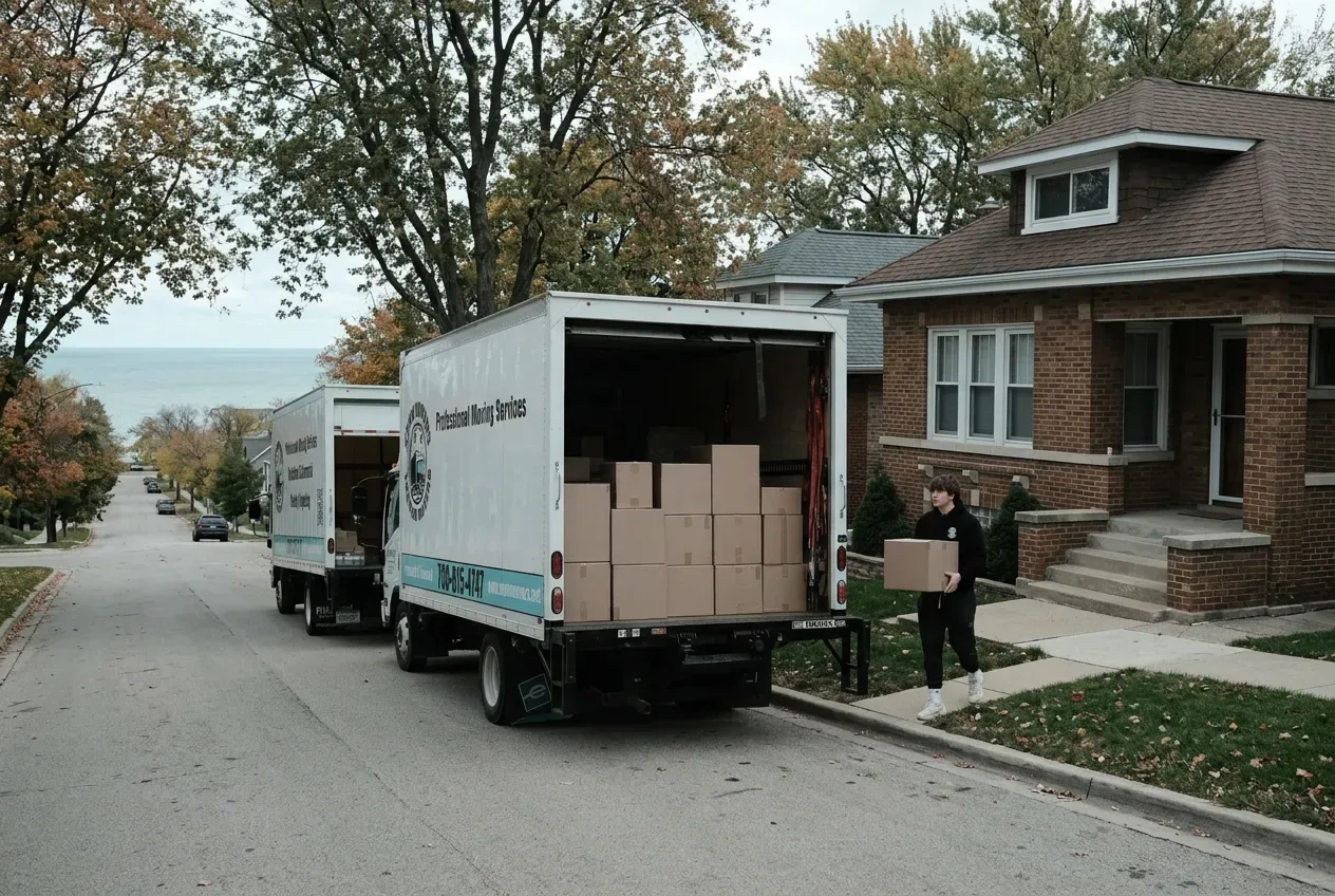 Moving crew at work in Waukegan 2